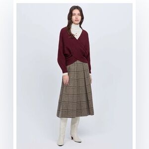 Women’s V-Neck Wrap Sweater in Burgundy